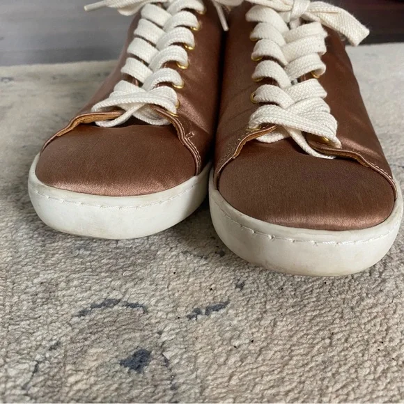 Sezane Jack Trainers Rose Gold Satin FR 38 US 7 RARE